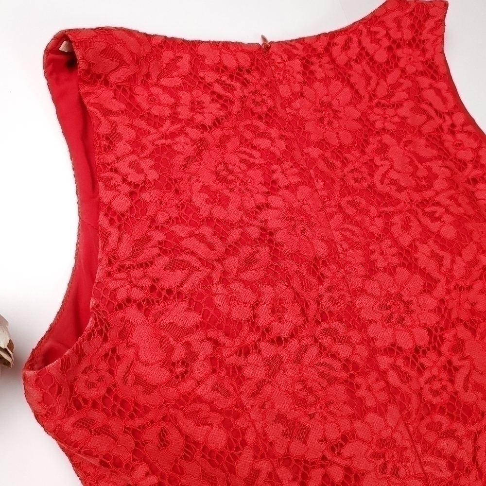 🔴 Shoshanna Anthropologie Red Lace Dress Sz 0 - Picture 11 of 15